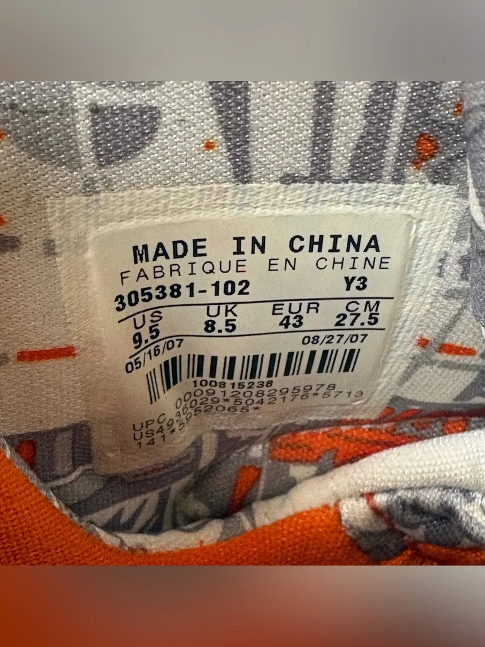 Air Jordan 8 Retro 2007 Orange Blaze 305381-102 Size 9.5